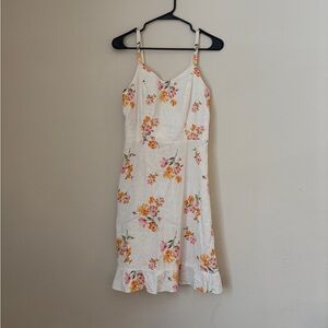 Floral linen blend dress S